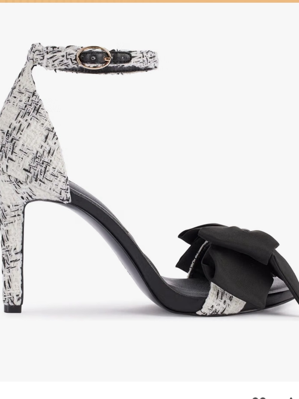 Karl Lagerfeld Kenz 90mm Bow Tweed Heels White Black Size 7 NEW